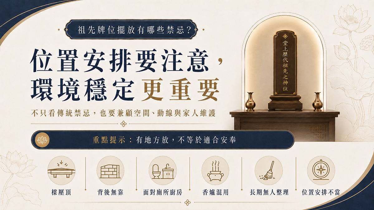 祖先牌位擺放禁忌與注意事項整理，安奉位置、空間環境與日常維護重點