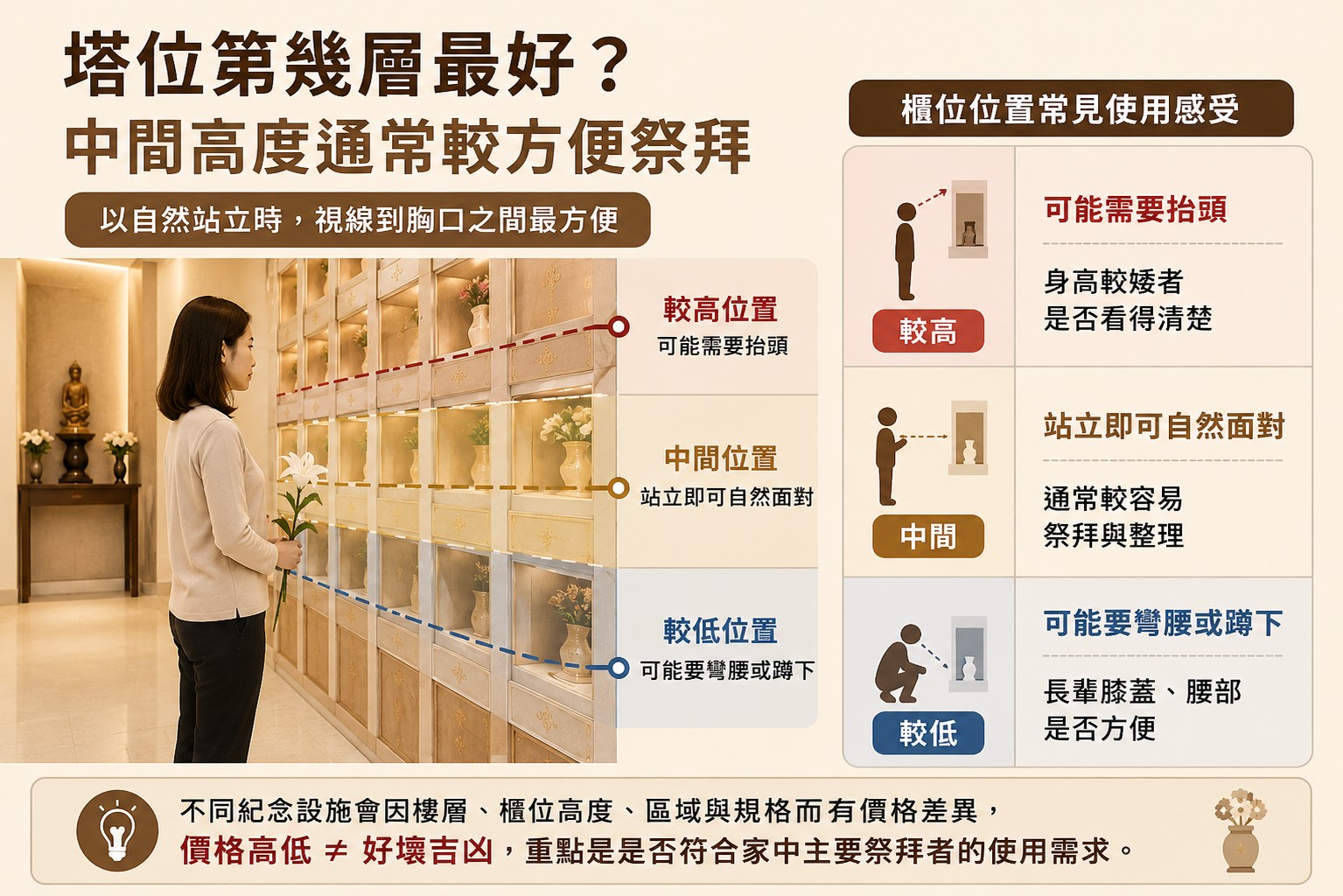 塔位第幾層最好?中間高度通常較方便祭拜