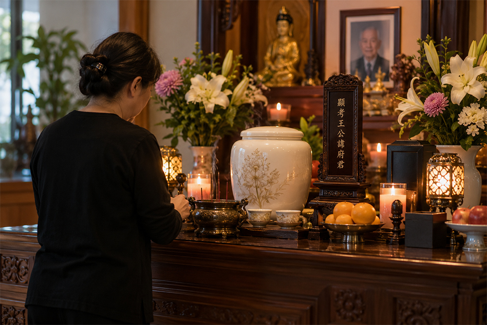 骨灰罈與神主牌位不必放一起，重點是讓安奉與祭拜都能長久延續